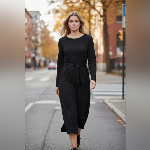 BB Dakota Dresses & Skirts - BB Dakota Steve Madden Chic Black Knit Long Sleeve Dress with Tie Waist NWT XS